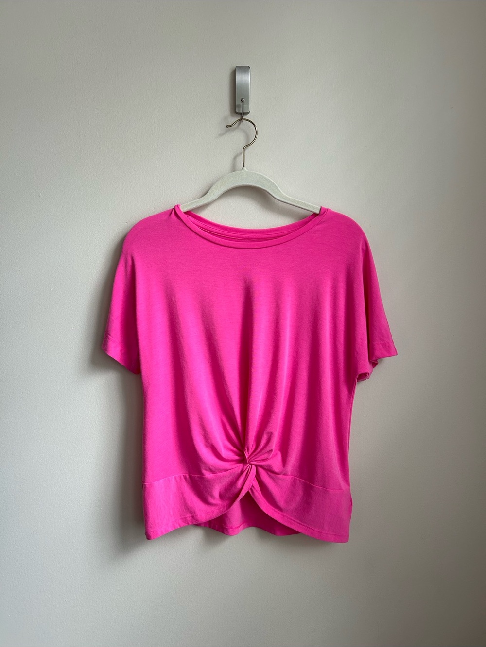 GAP Hot Pink Short Sleeve Knot-Front Tee